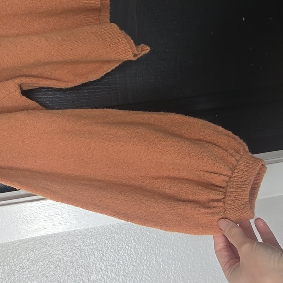 Vici Light Orange Brown Balloon Sleeve Crop Sweater Size Medium - Picture 3 of 9